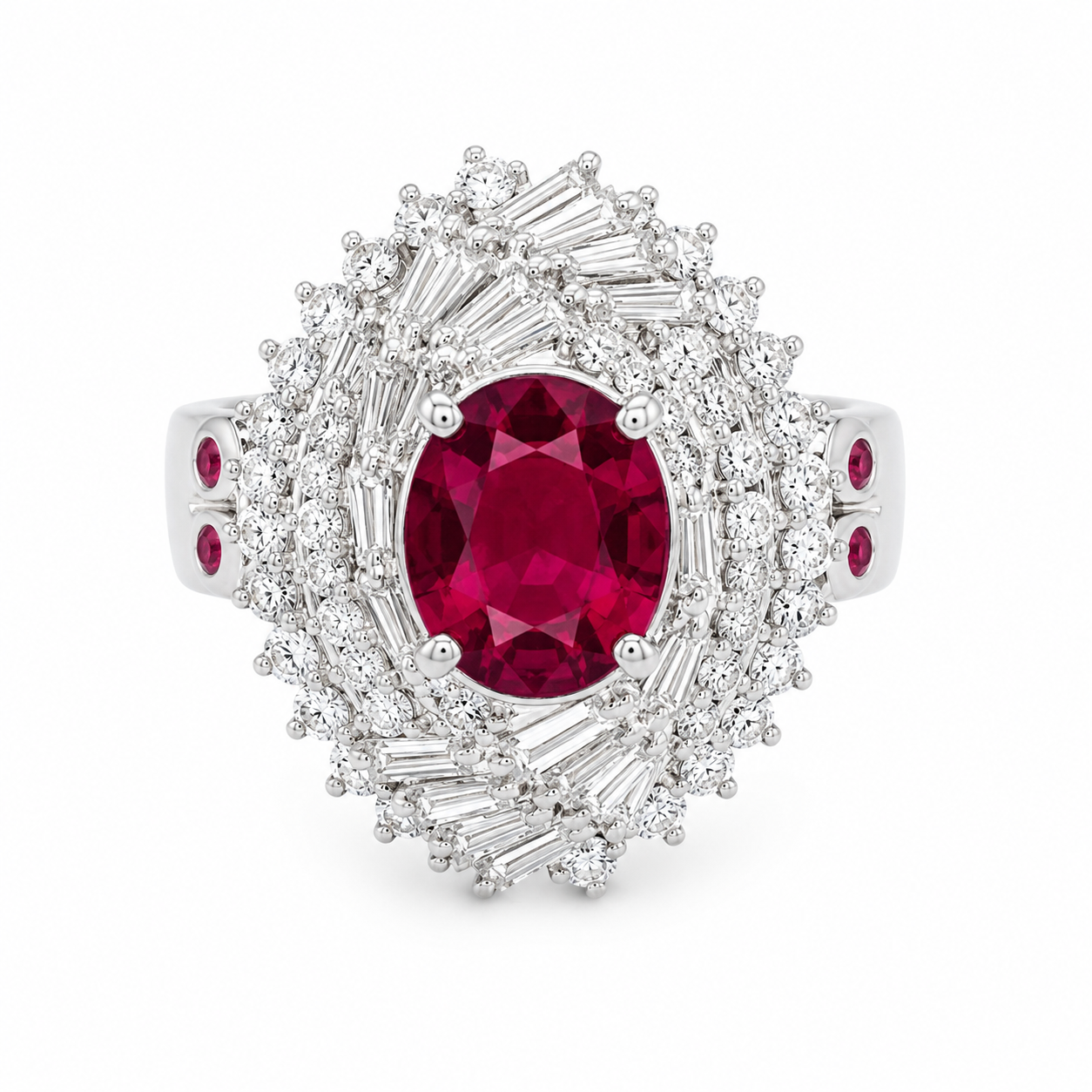 1.74 carat Ruby PT900 Ring