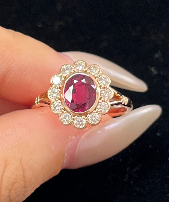1.59 Carat Ruby 14K Pink Gold Ring