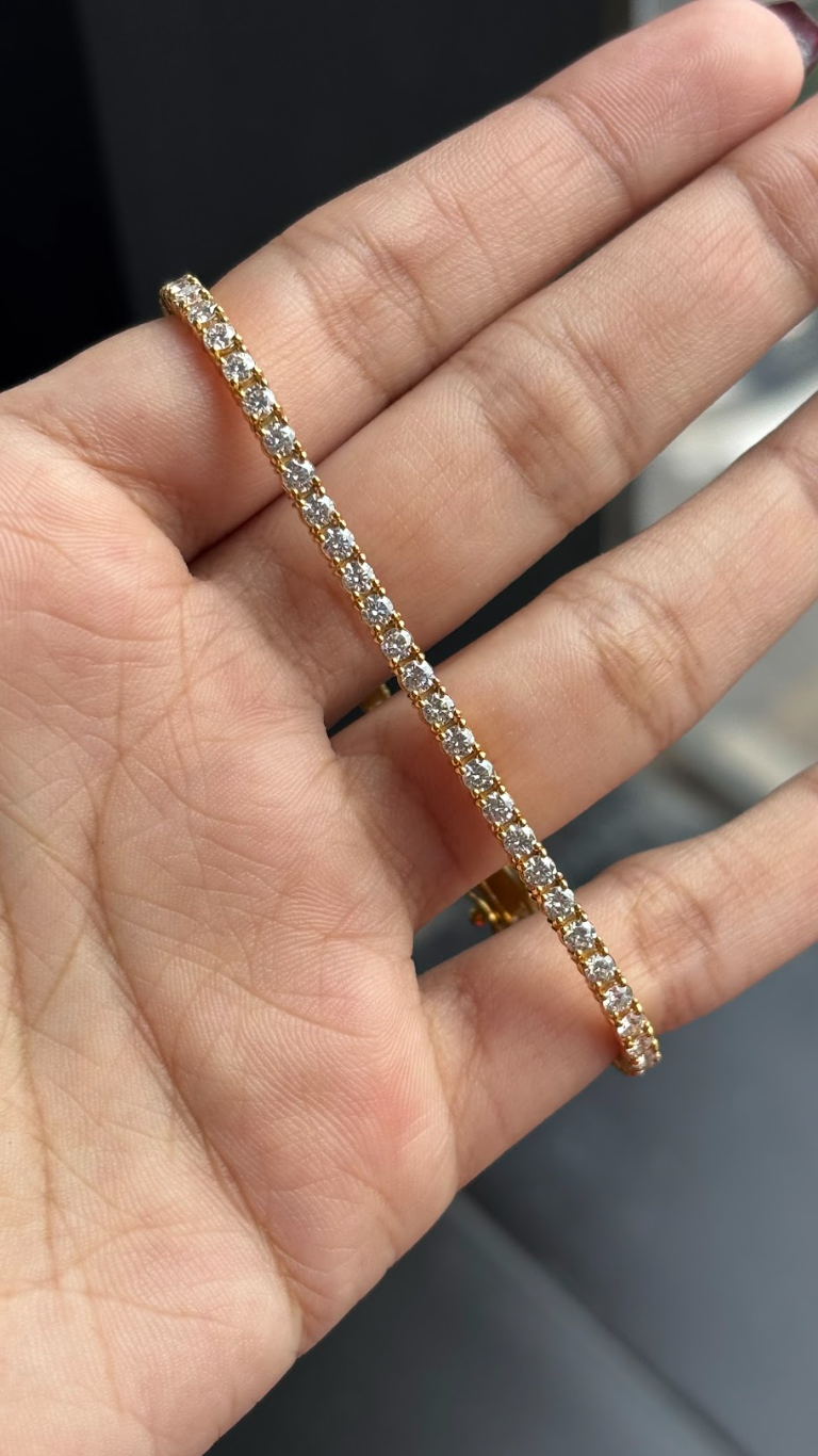 3.15 Carat Lab Diamond Bracelet in 18K Yellow Gold