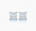 1.73 Carat Princess cut Lab Diamonds in 14KWG stud Earrings