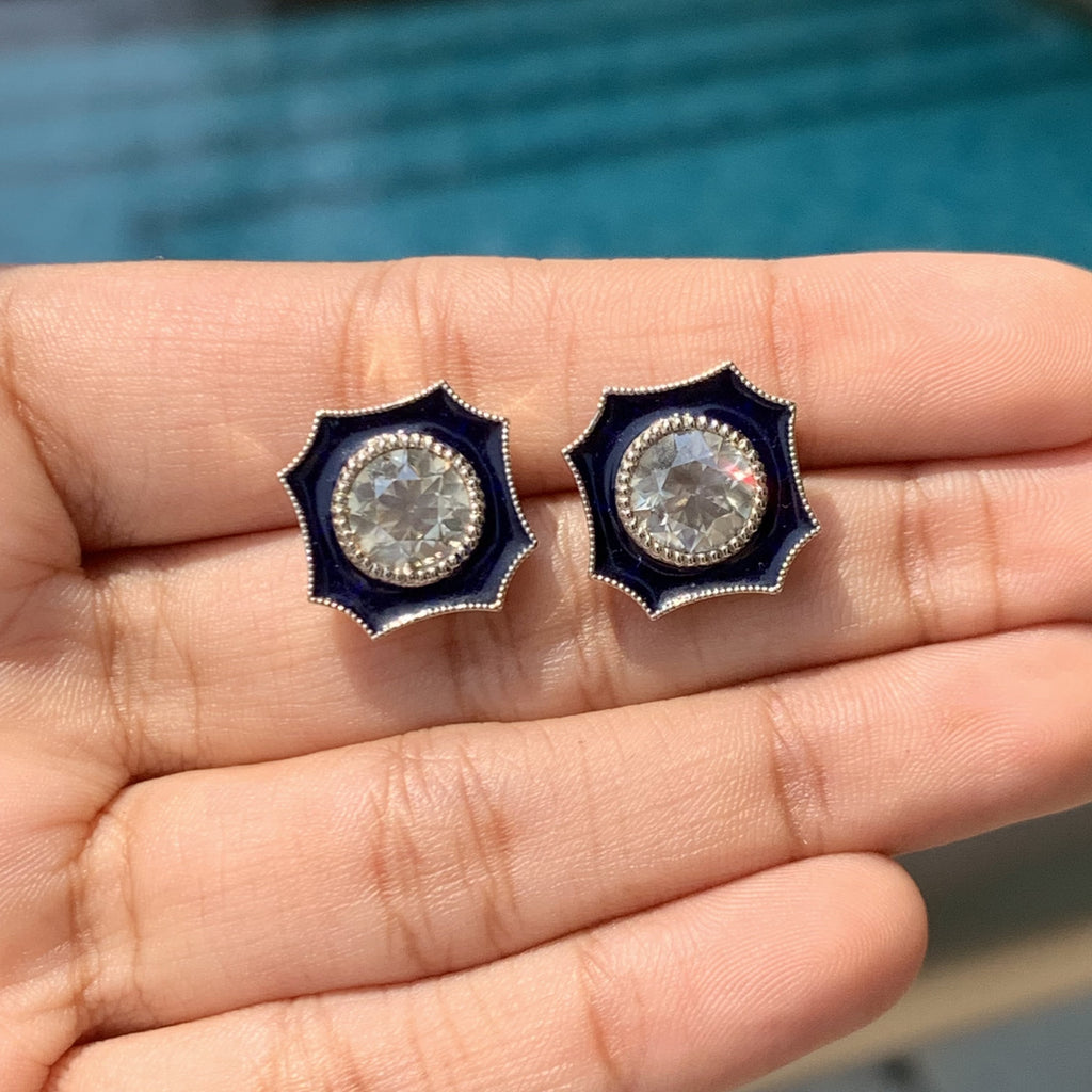 2.93 Carat Old Mine Cut Diamond Earrings (14K Gold)