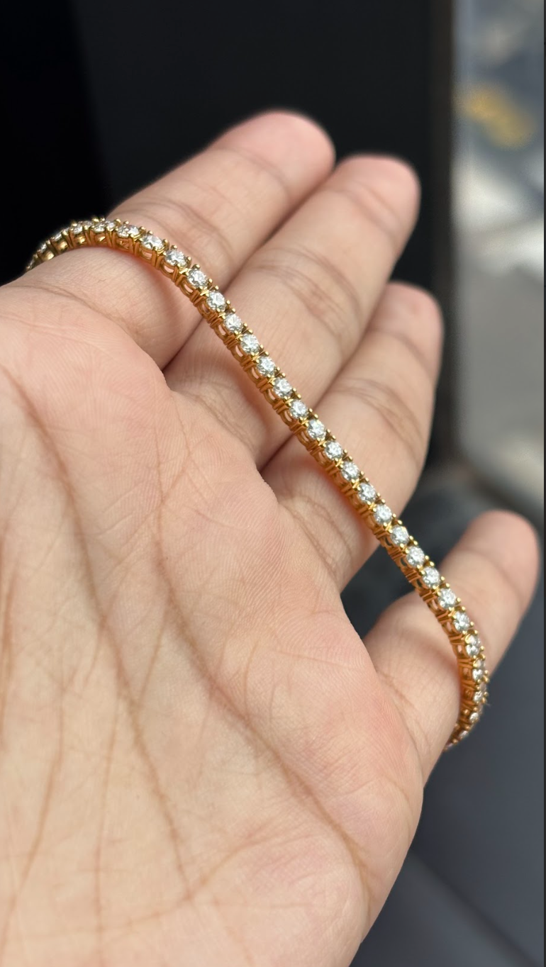 3.15 Carat Lab Diamond Bracelet in 18K Yellow Gold
