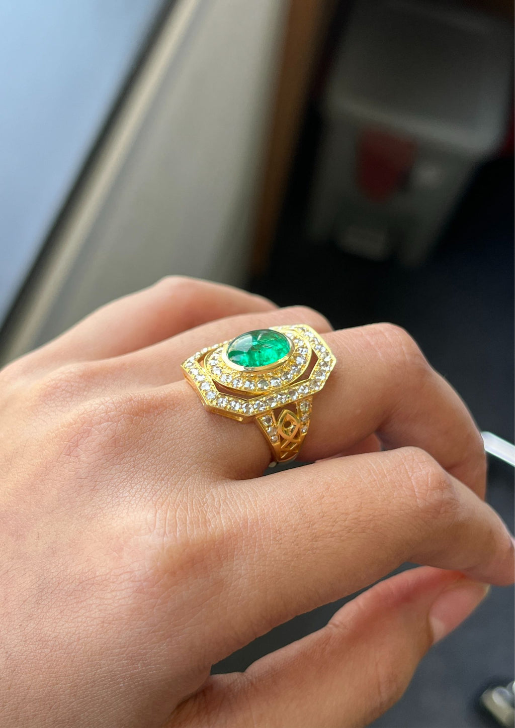 2.70 Carat Emerald and Diamond Ring in 18K Gold