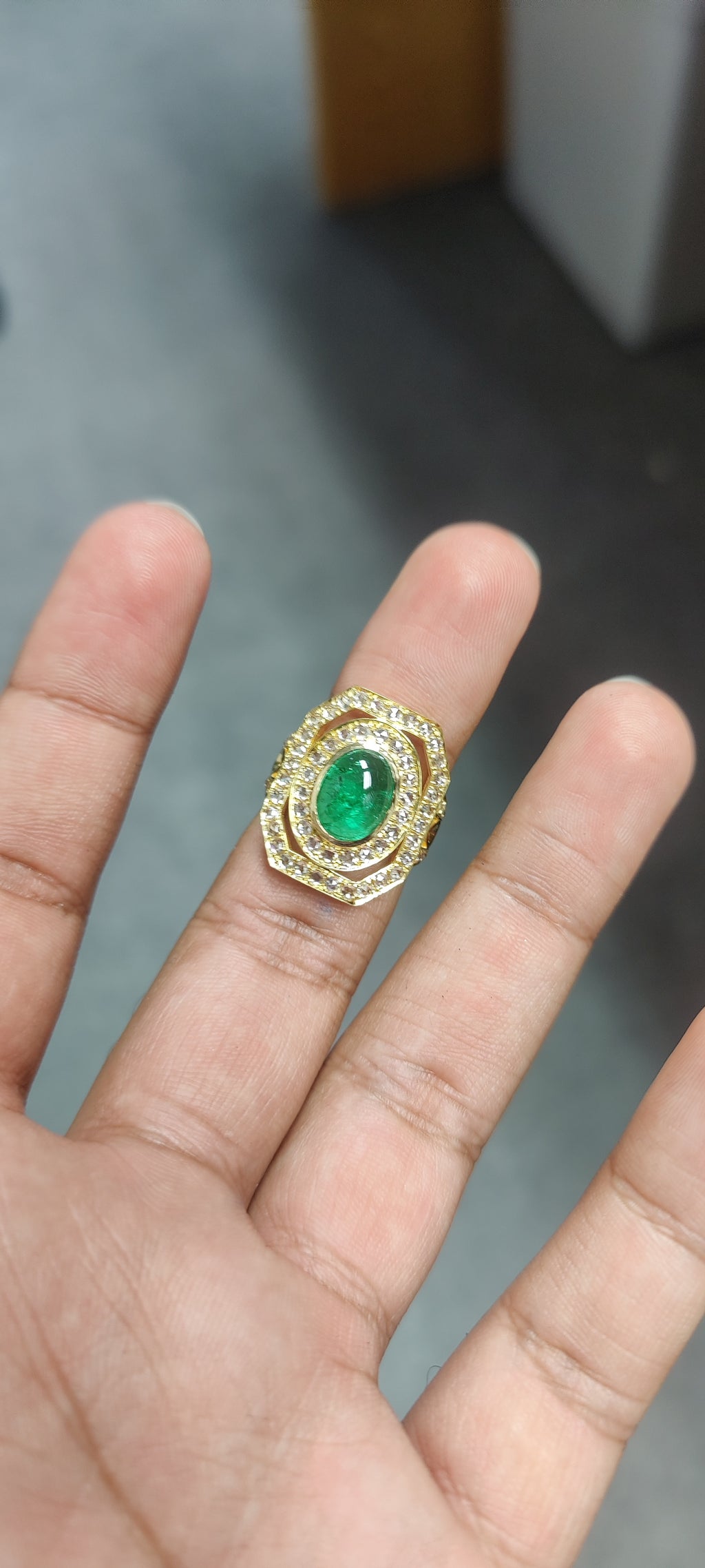 2.70 Carat Emerald and Diamond Ring in 18K Gold