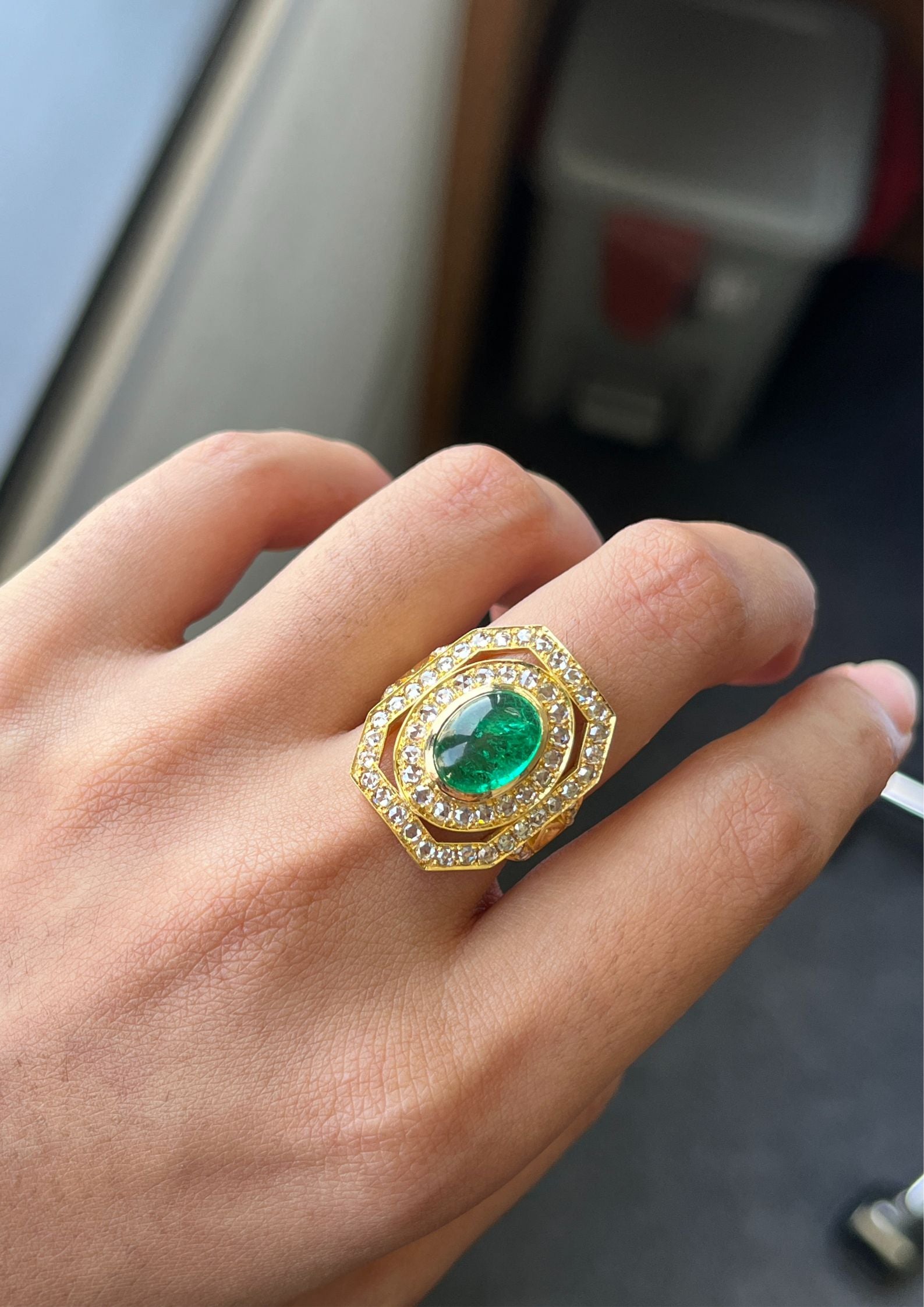 2.70 Carat Emerald and Diamond Ring in 18K Gold