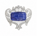Natural Sapphire 79.63 carat  in 18K WG Brooch