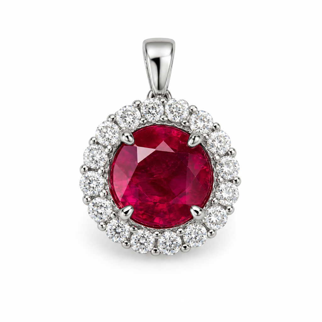 0.47 Carat Natural Ruby  in  14K WG Pendant
