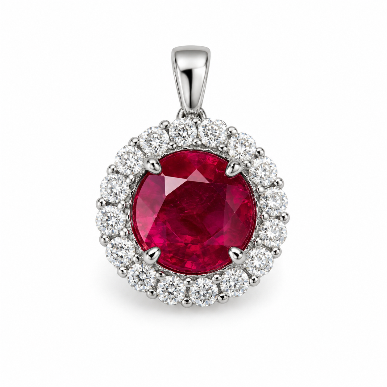 0.47 Carat Natural Ruby  in  14K WG Pendant
