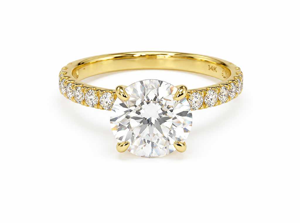 3.1 Carat Round Lab Diamond in 14KYG ring