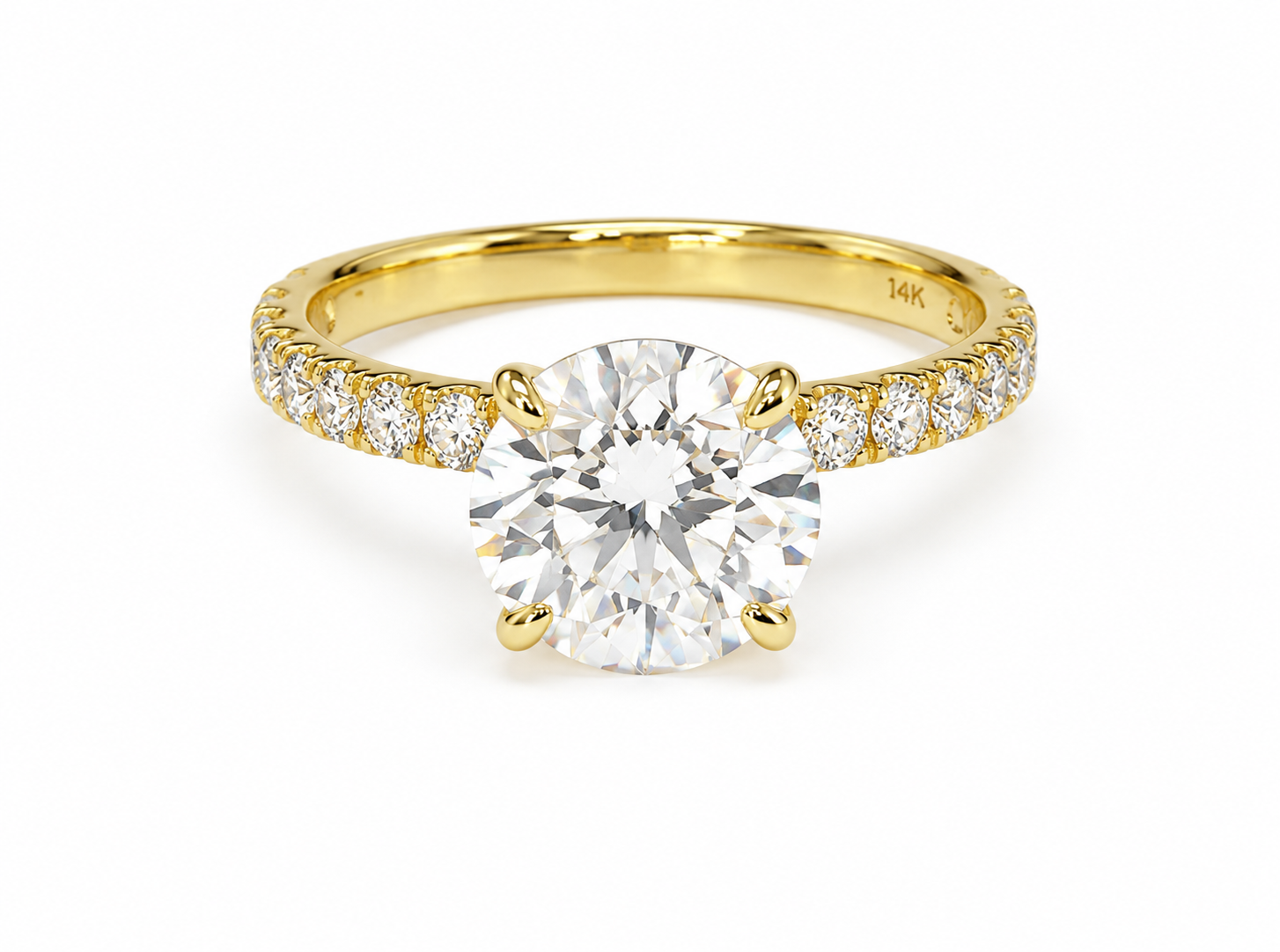 3.1 Carat Round Lab Diamond in 14KYG ring