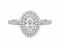 0.52 Carat Oval Halo Lab Diamond Ring 18K White Gold