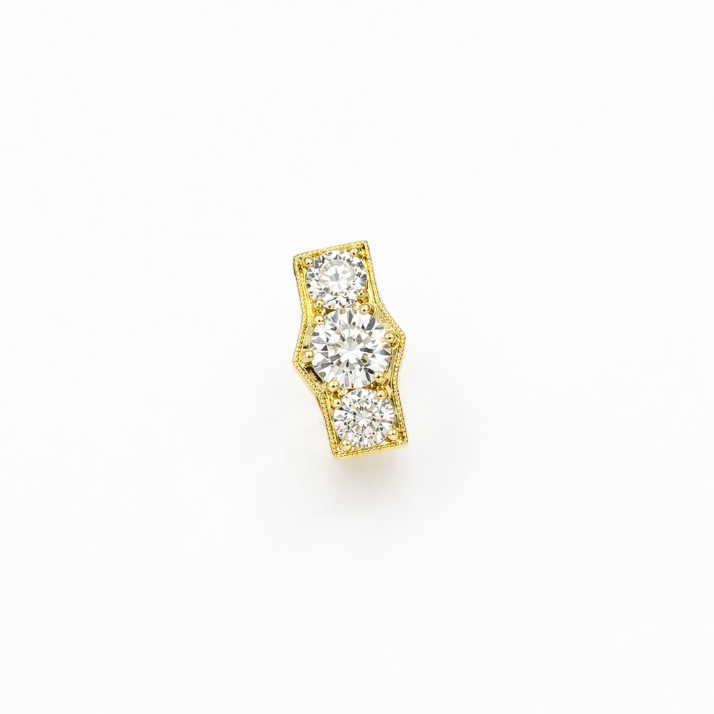 2.46 Carat Lab Diamond in 14K Yellow Gold three stones Ring