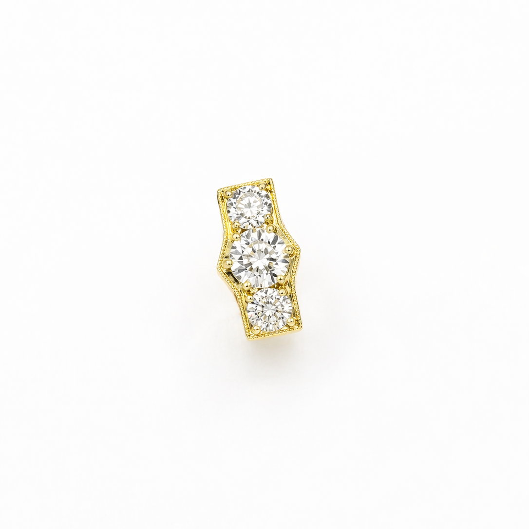2.46 Carat Lab Diamond in 14K Yellow Gold three stones Ring