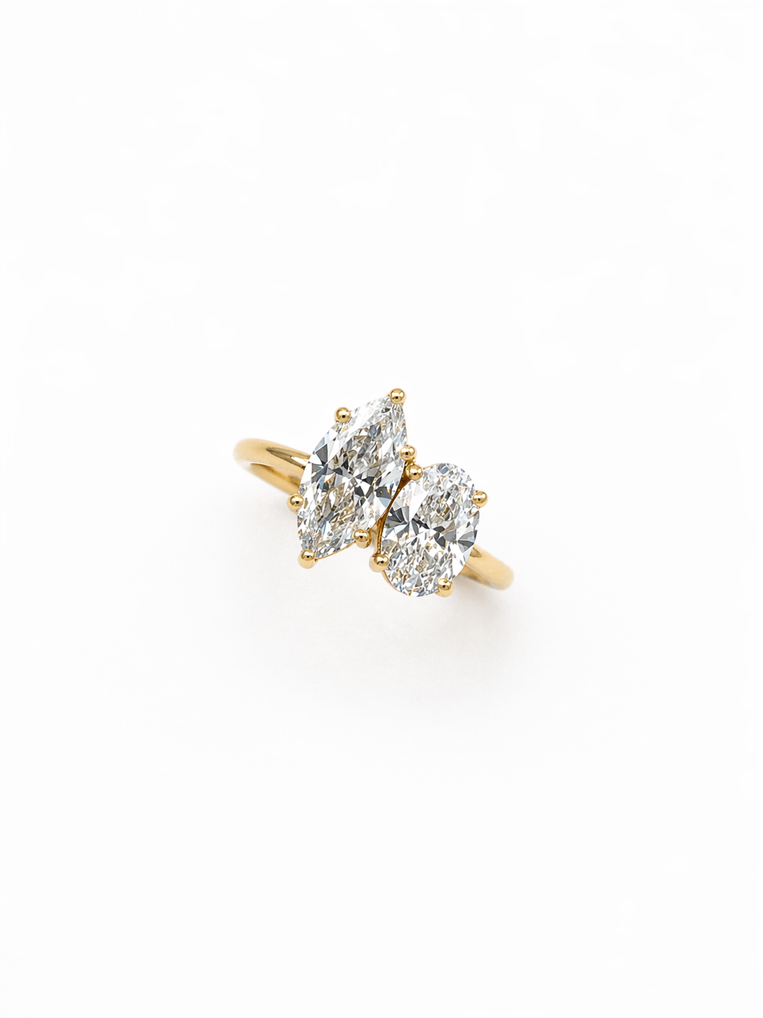 2.06 Carat Lab diamond in 14K White Gold Moi et Toi Ring