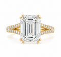 4.04 Carat Emerald cut Lab Diamond in   14K YG ring