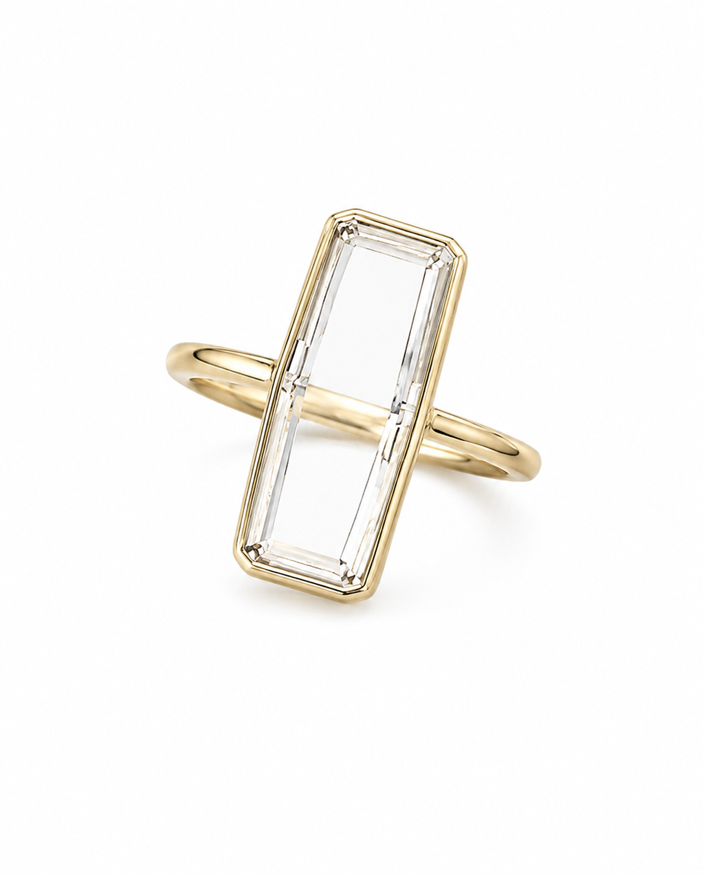 2.46 Carat Portrait Cut Lab Diamond 14K Yellow Gold Ring