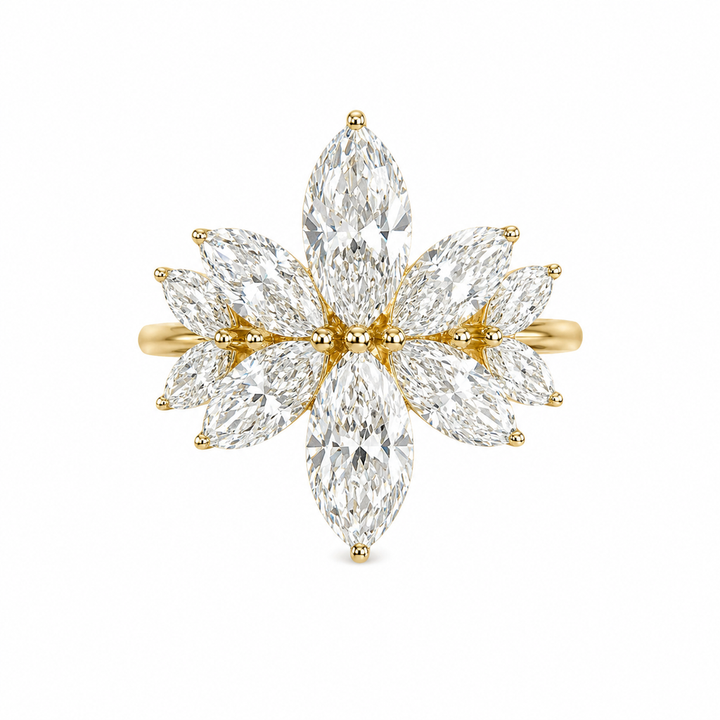 2.202 carat Marquise Lab Diamond in 3.85 grams 14K Yellow Gold ring
