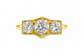 2.46 Carat Lab Diamond in 14K Yellow Gold three stones Ring