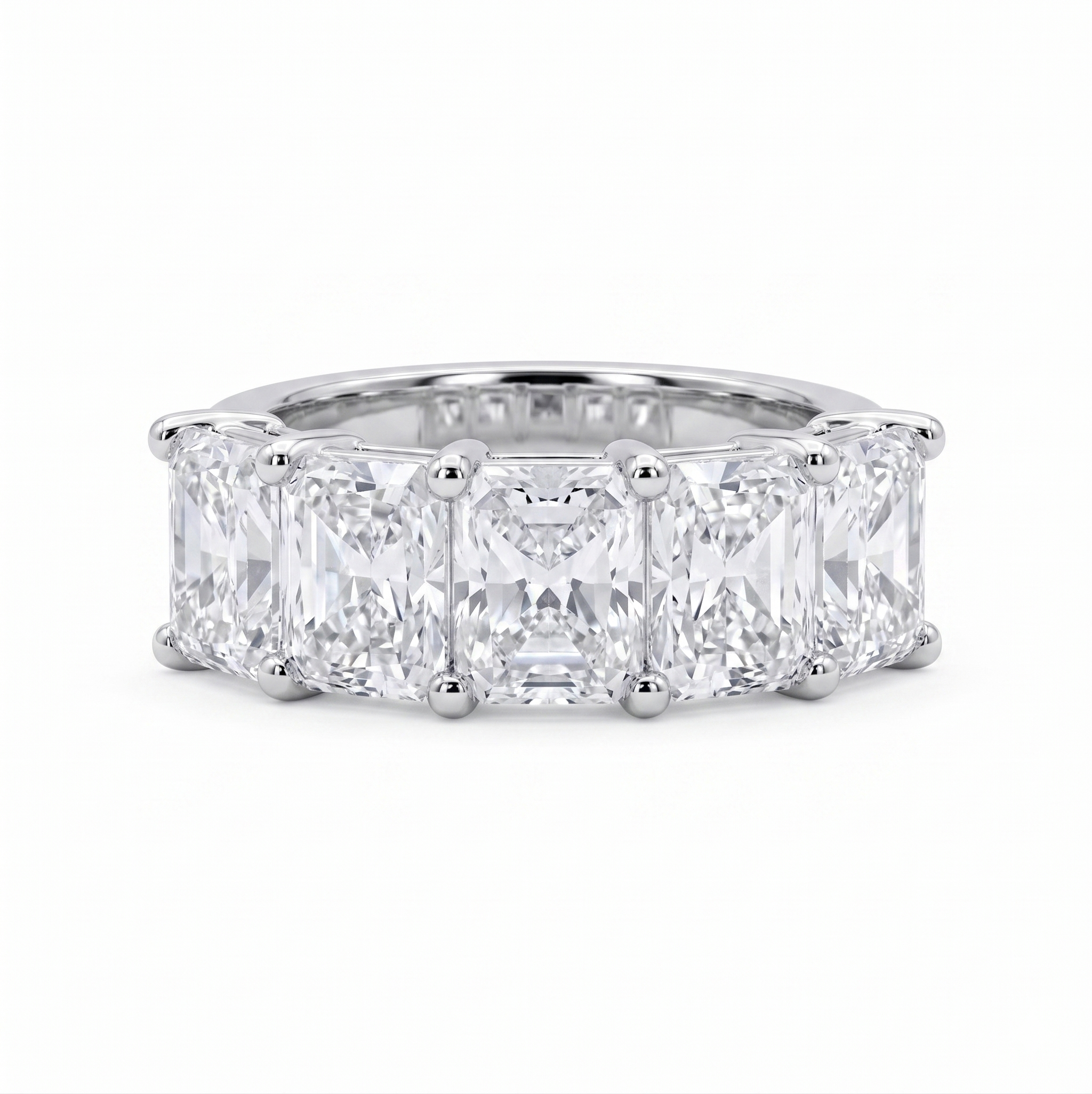 7.04 Carat Radiant Cut Lab Diamond Half-Eternity Band 14K WG