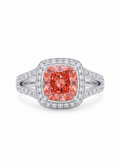 2.48 Carat Pink Cushion Lab Diamond Ring in 14K WG