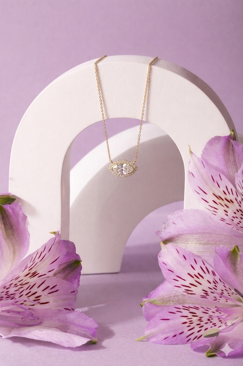 1.03 Carat Marquise Lab Diamond in 14K Yellow Gold Pendant