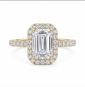 1.32 Carat Lab Emerald cut in  9K YG Ring