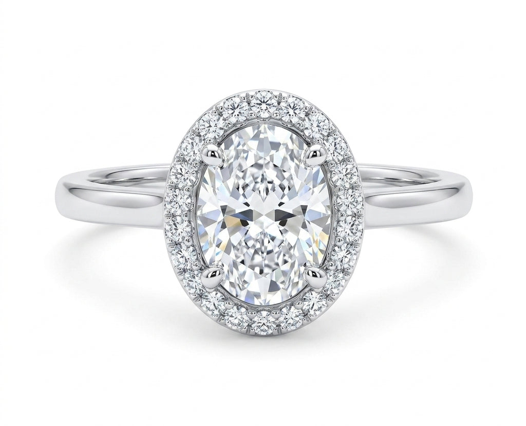 0.56 Carat Oval cut Lab Diamond in 18K WG ring