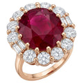 Raja's Empire 6.1 ct Ruby and Diamond Halo Ring in 14K Yellow Gold