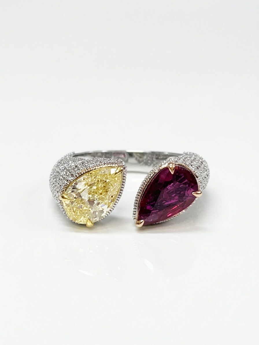 2.01 Carat Natural Ruby and 1.43 Carat Dia 18K White Gold ring