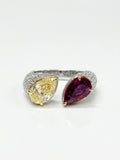2.01 Carat Natural Ruby and 1.43 Carat Dia 18K White Gold ring
