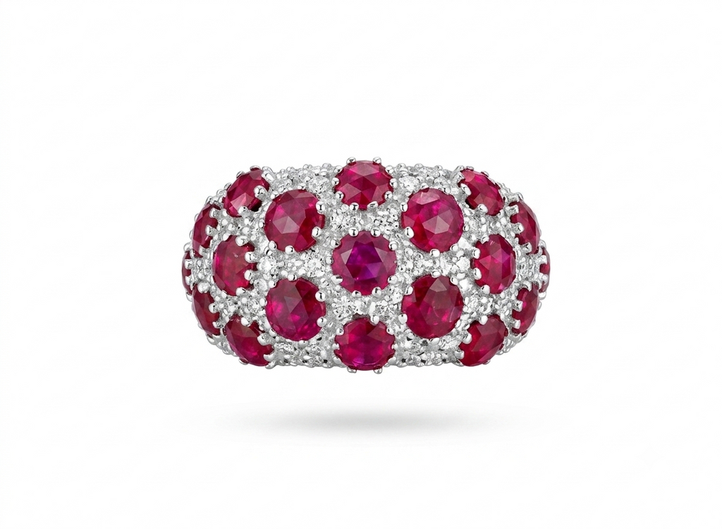 3 Carat Lab Ruby in 14K White Gold Ring