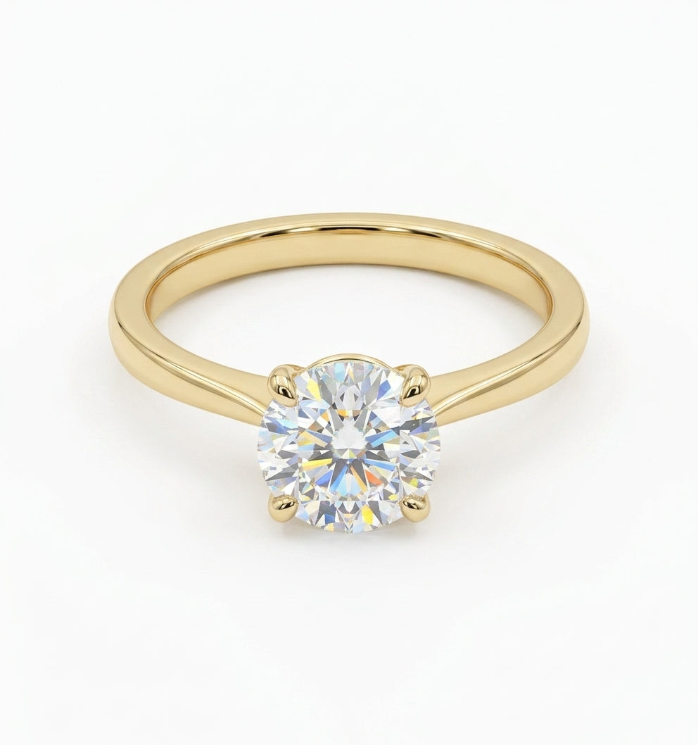 1.25 Carat Round Lab Diamond in 14K YG Ring