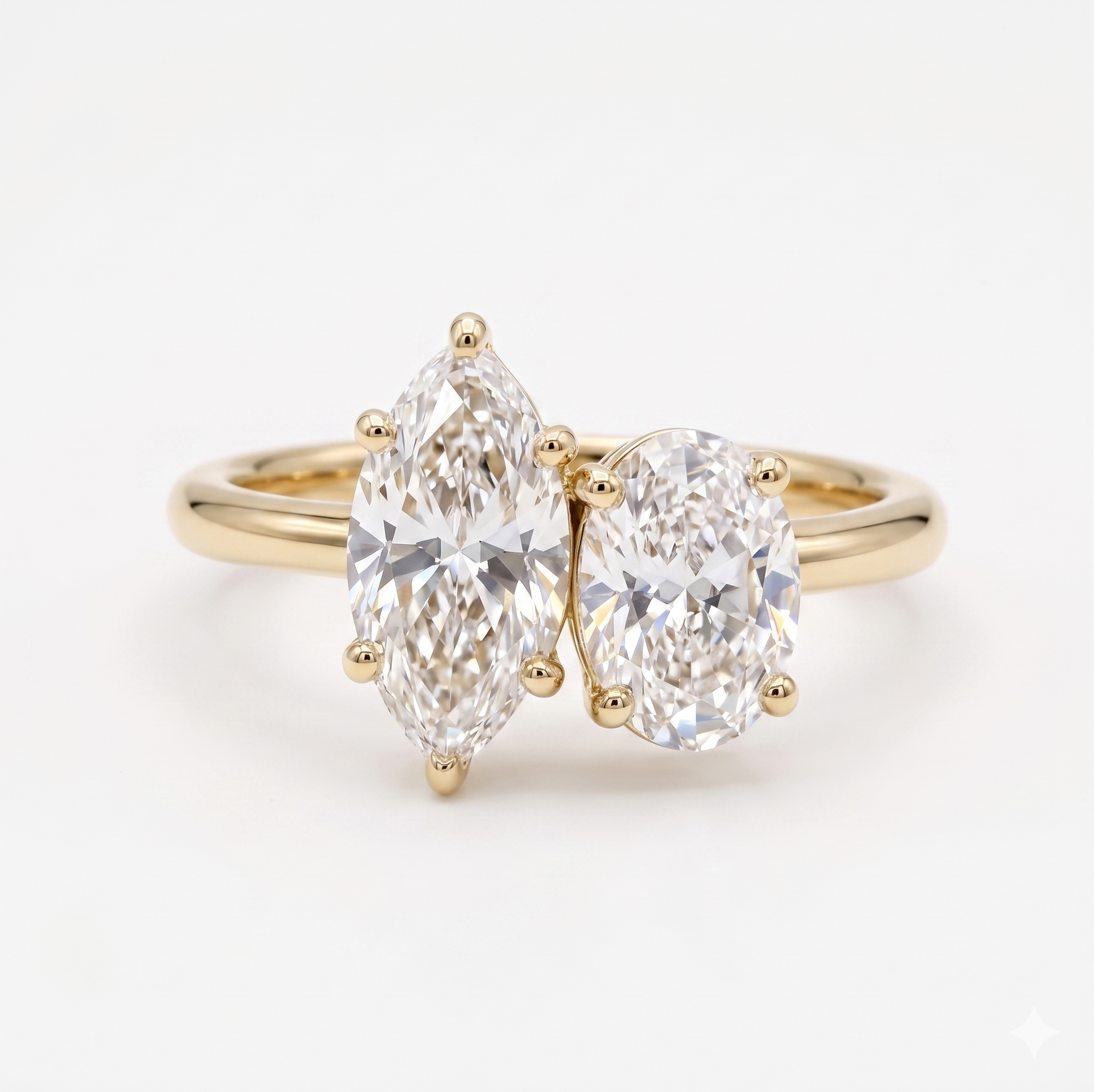 2.06 Carat Lab diamond in 14K White Gold Moi et Toi Ring