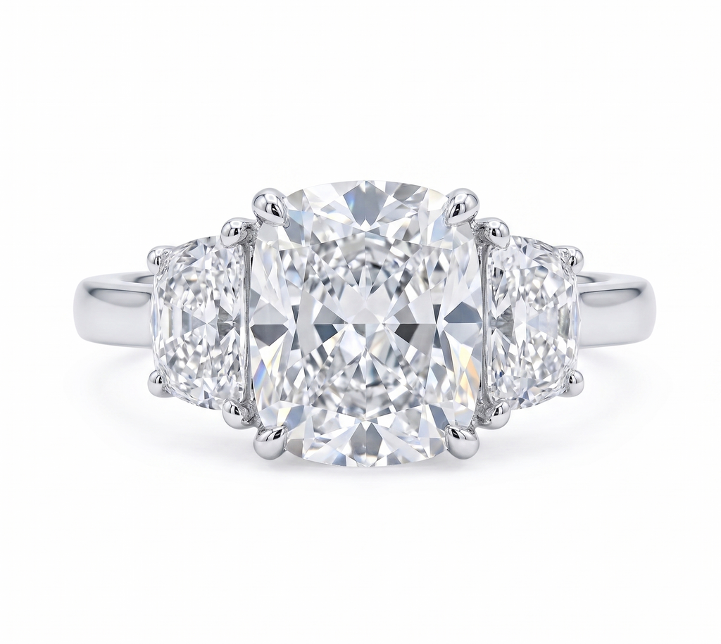 2.54 Carat Cushion cut Lab Diamond in 14K White Gold