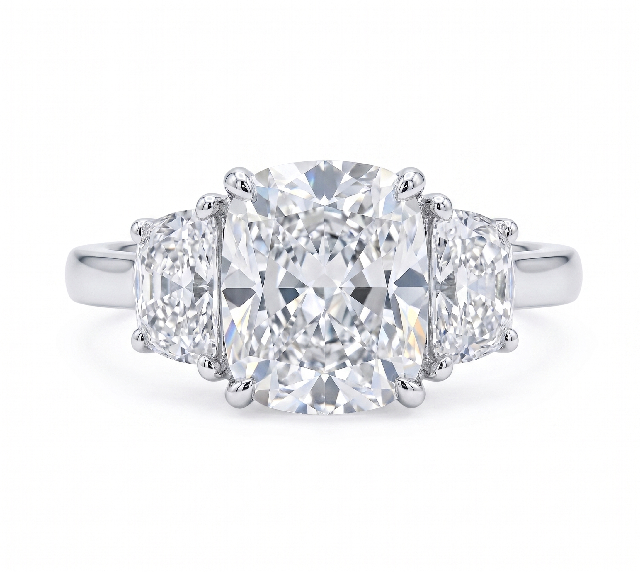 2.54 Carat Cushion cut Lab Diamond in 14K White Gold