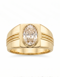 1.86 Carat Pink Lab Oval Diamond men's Ring in 14K YG