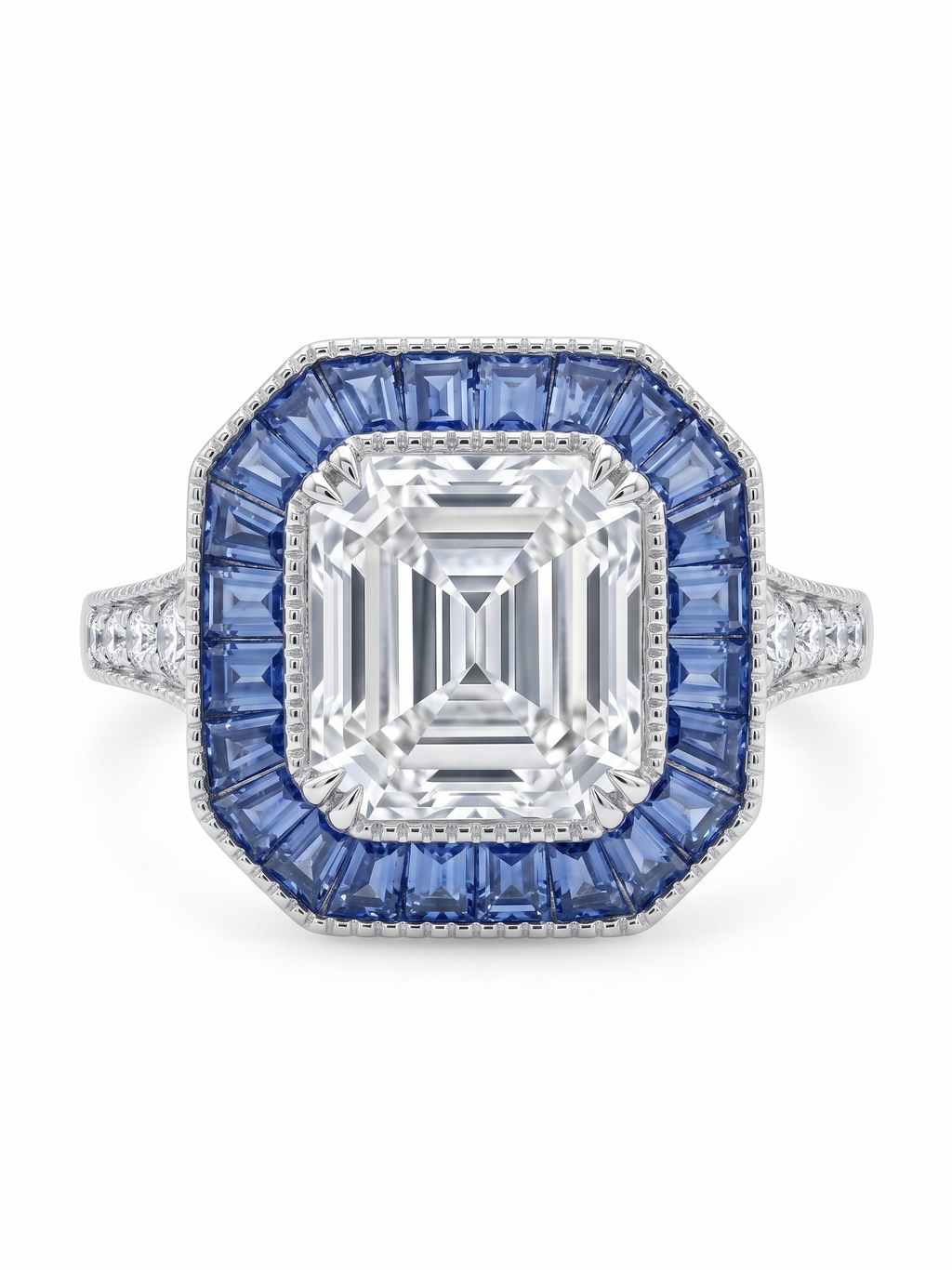4.01 Carat Lab Asscher Lab Diamond Ring in 14K WG