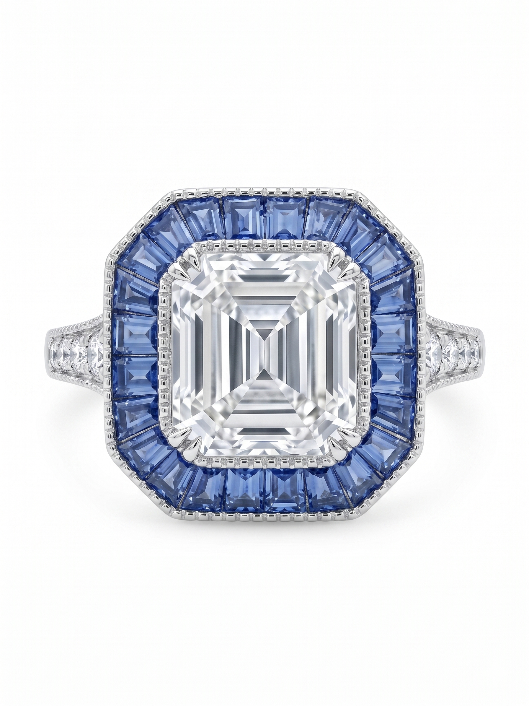 4.01 Carat Lab Asscher Lab Diamond Ring in 14K WG