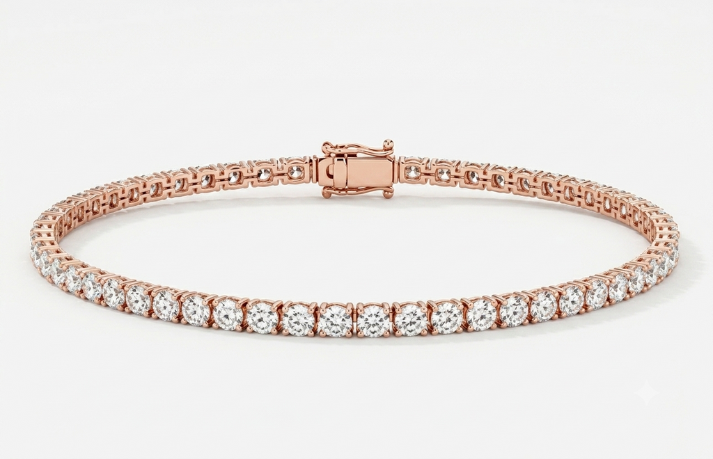 6.35 Carat Round Lab Diamond in 14K PG Bracelet