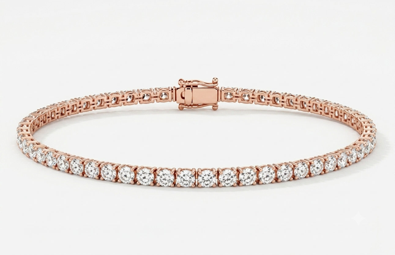 6.35 Carat Round Lab Diamond in 14K PG Bracelet