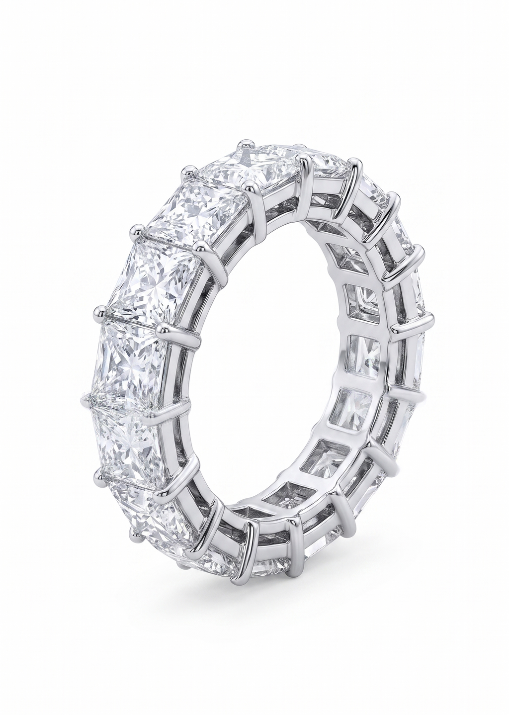 11.34 Carat Princess Cut Eternity Diamond Lab Ring 14K WG