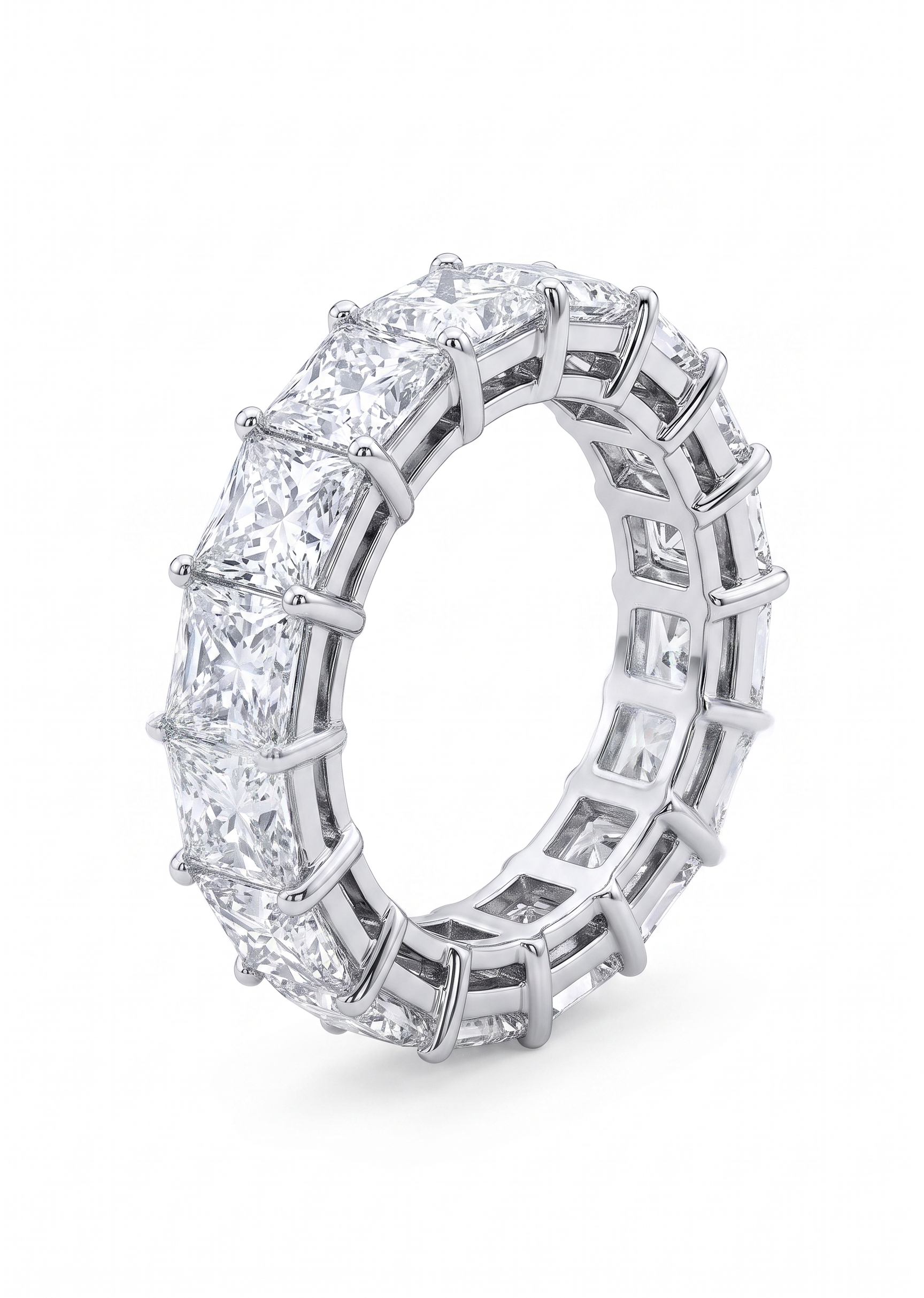 11.34 Carat Princess Cut Eternity Diamond Lab Ring 14K WG
