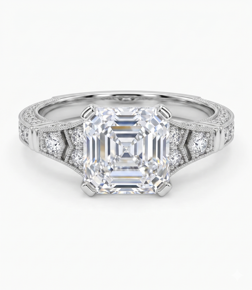 2.02 carat Asscher cut Lab Diamond 14K White Gold ring