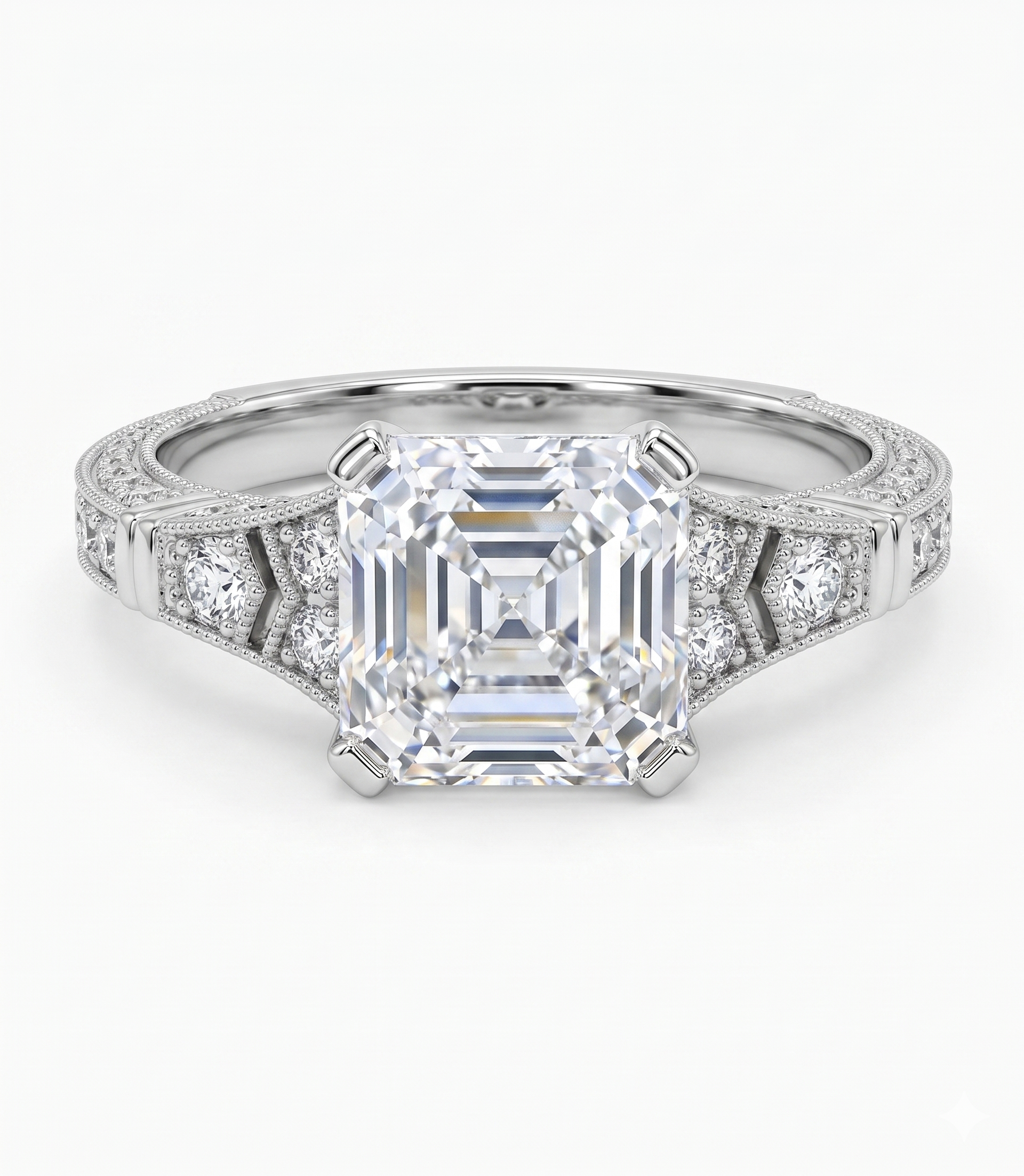 2.02 carat Asscher cut Lab Diamond 14K White Gold ring