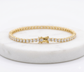 3.45 carat Lab Round Diamonds in Yellow silver bracelet