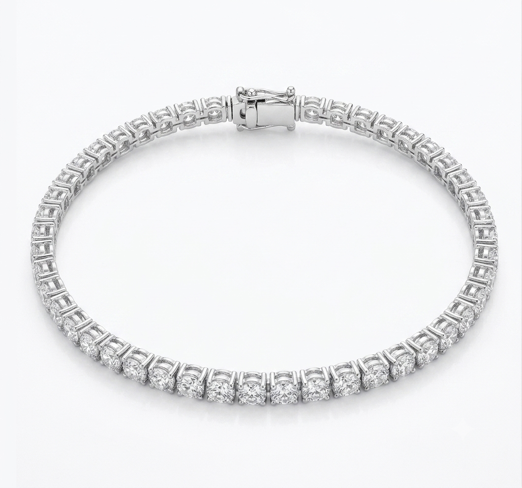5.08 Carat Round Lab Diamond in 14K WG Bracelet