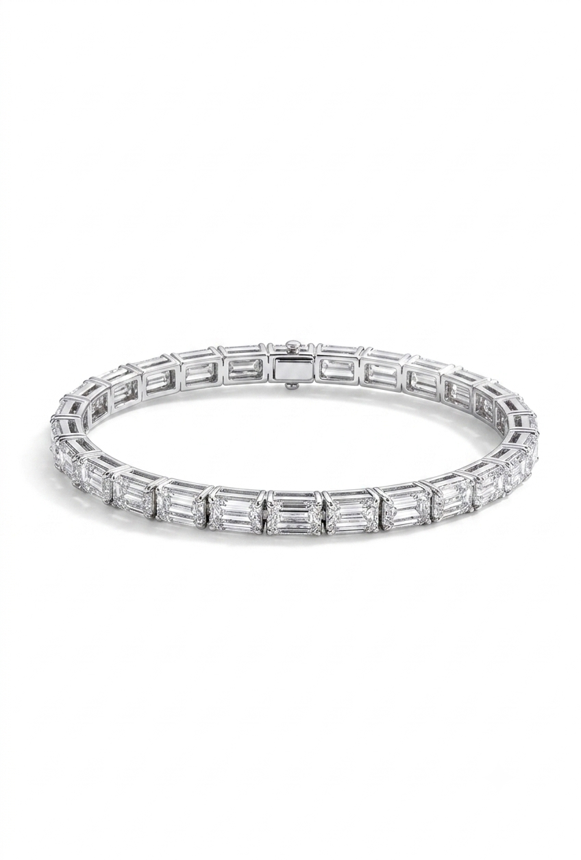 8 Carat Emerald Cut Lab Diamonds in 14KWG Bracelet