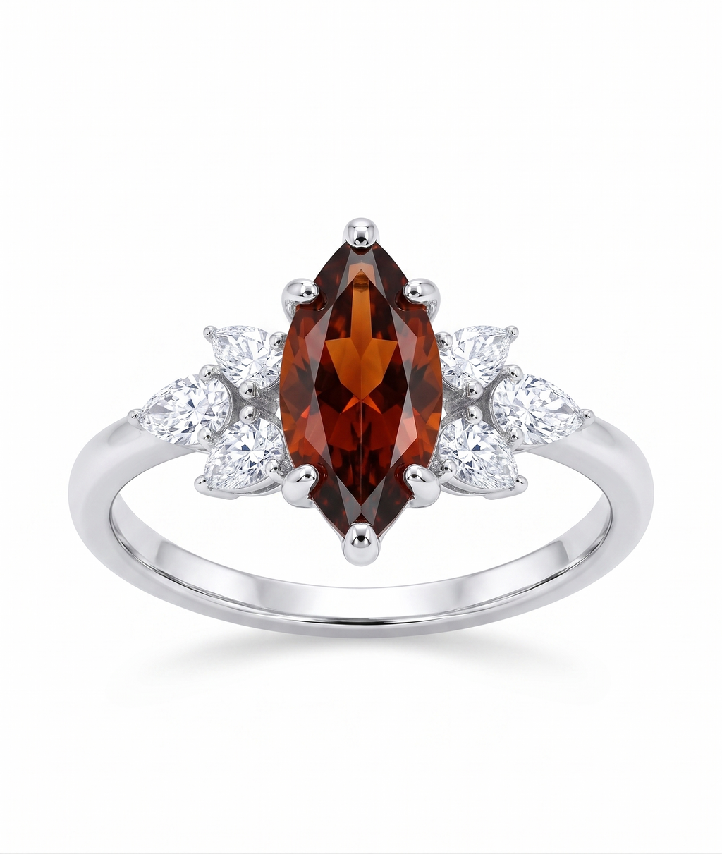 1 carat brown Color Marquise shape Lab Diamond 14K Yellow Gold ring
