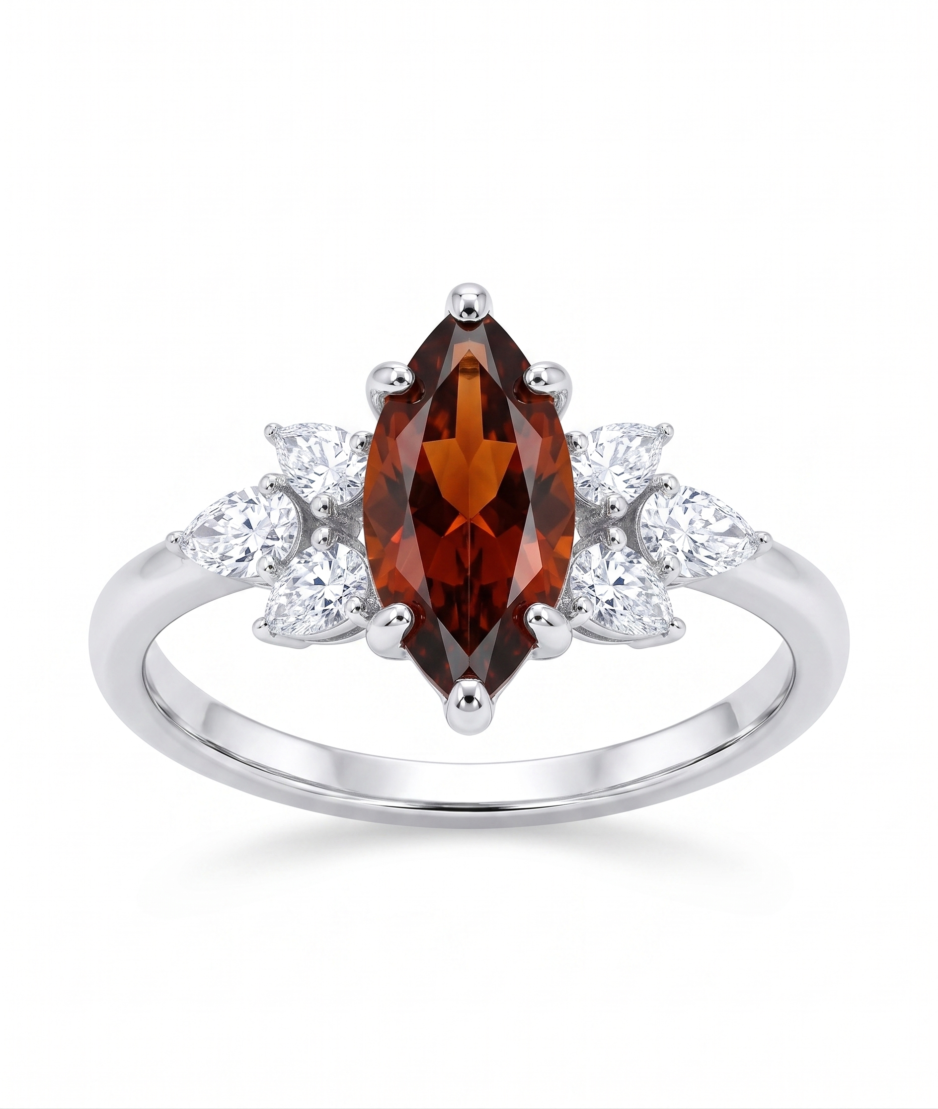 1 carat brown Color Marquise shape Lab Diamond 14K Yellow Gold ring