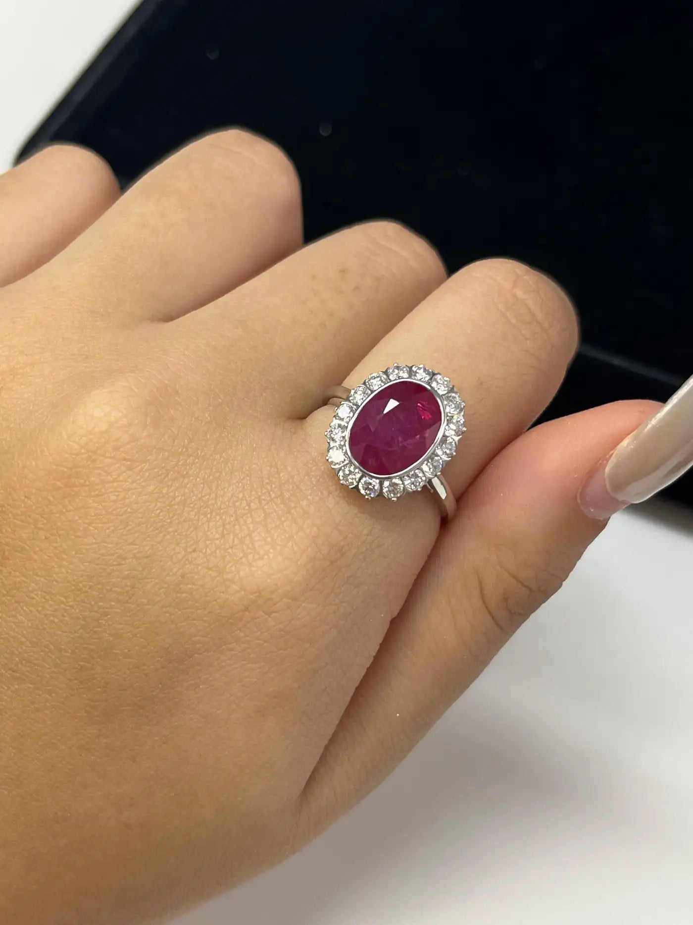 4.30 Carat Ruby Ring in 18K White Gold